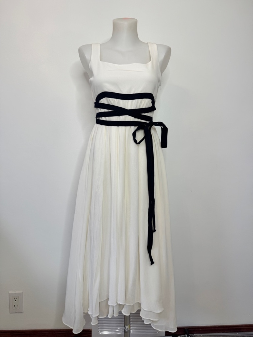 Zara Maxi Dress Studio Collection Ballet Core Lined Pockets Black Tie Sz M L - Picture 4 of 16